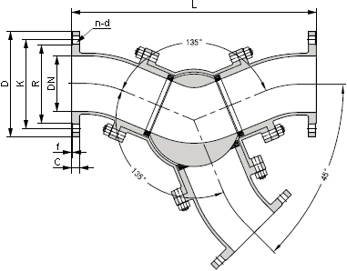 135度Y型三通球閥